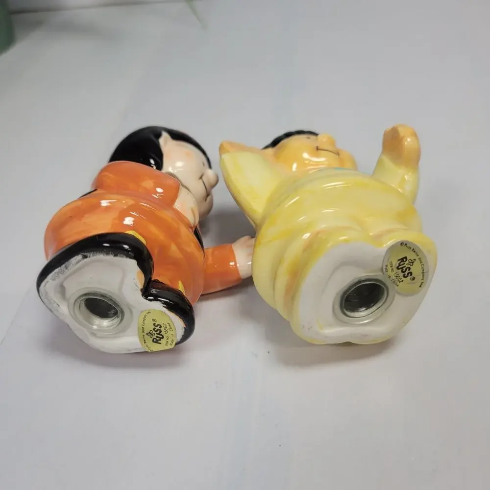 Vintage Russ Thanksgiving Salt Pepper Shakers, Native & Pilgrim Figurines